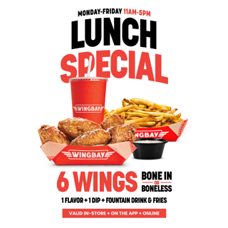 Lunch Special: 6-Piece Wing Combo