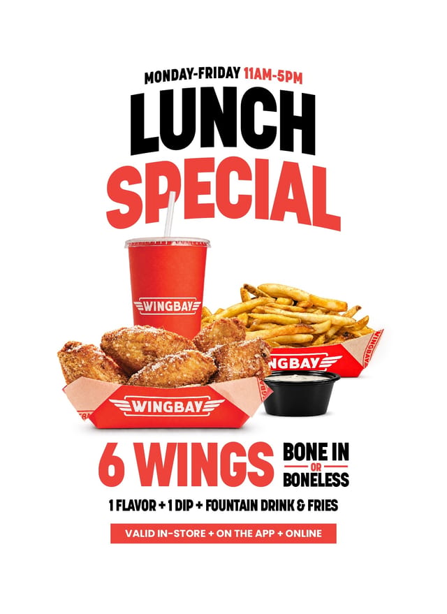 Lunch Special: 6-Piece Wing Combo.