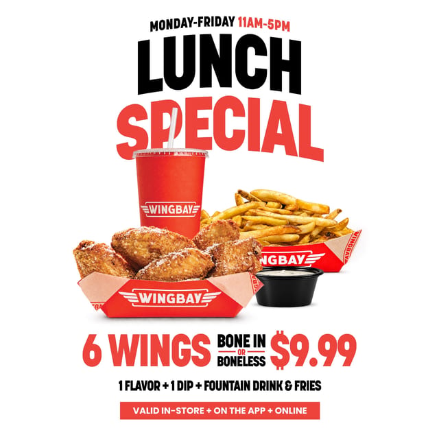 Lunch Special: 6-Piece Wing Combo.